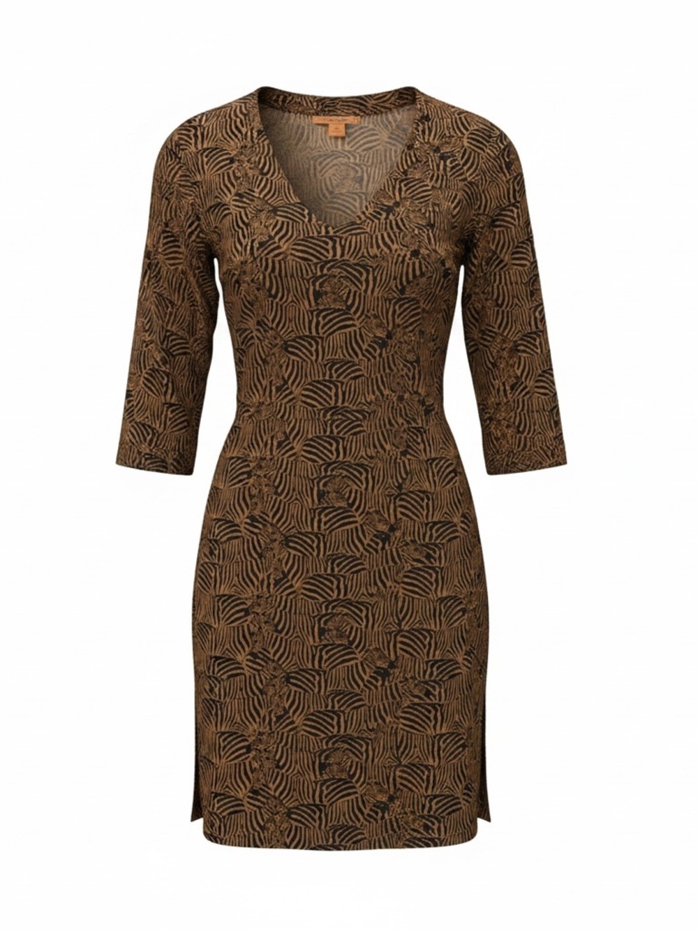 Tory Burch Brown & Black Animal-Print Midi Dress